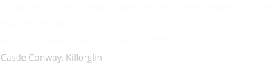 �Show me a country, place or spot of ground where �Hassett�s or their allies are not found� John �Black Jack� Blennerhassett d c1738 Castle Conway, Killorglin